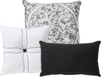 King Size Comforter Set - Soft & Breathable 7-Piece Bedding Collection - 1 Comforter, 2 Pillow Shams, 1 Bed Skirt & 3 Decorative Accent Pillows - Premium Quality, King, Black/White Damask
