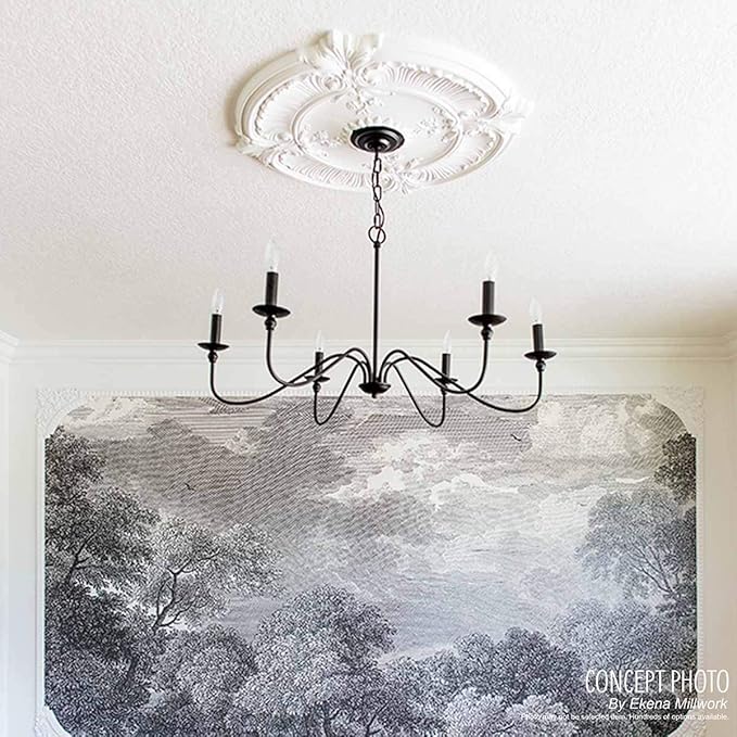 Ekena Millwork CM12BRBMF 12 1/2"OD x 3 7/8"ID x 3/4"P Bradford Ceiling Medallion, Brushed Mahogany