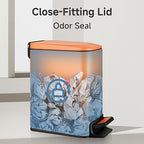 TIPGO Small Bathroom Trash Can with Lid Soft Close, 6 Liter / 1.6 Gallon Stainless Steel Garbage Can with Removable Inner Bucket, Step Pedal, Slim Trash Cans for Bedroom, Office, Kitchen (Orange)