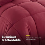 King Size Comforter Set with Sheets - 7-Piece Bedding Collection - 1 Comforter, 1 Fitted Sheet, 1 Flat, 4 Pillowcases - Deep Pocket - Soft & Premium Quality - Ideal for All Seasons, Burgundy