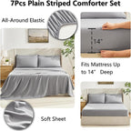 CozyLux King Size Comforter Set Grey, 7 Pieces Bed in a Bag, Gray Comforter King Size, All Season Bedding Sets with Stitch Quilted Comforter, Flat Sheet, Fitted Sheet, Pillowcases
