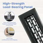 2x12 Inches 4 Pack Heavy Duty Walkable Floor Register - Easy Adjust Air Supply Lever Decorative Floor Vent Covers, Boston Design Vent Covers for Home - Matte Black