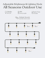Brightech Ambience Pro - Waterproof LED Outdoor String Lights - 15 Bulbs, Dimmable 2W Vintage Spiral Edison Bulbs - 48 Ft Commercial Grade Patio Lights Cafe Ambience in Your Backyard