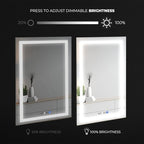 Fab Glass and Mirror LED Mirror 36x48 Inches, Led Bathroom Mirror with Lights Front and Backlit Anti-Fog Memory Brightness, Three Color Options Frameless Wall Mounted Bathroom Vanity Mirror