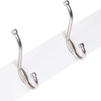Amazon Basics Rectangular Farmhouse Wall-Mounted Coat Rack with Storage Hooks, 5 Hooks, White