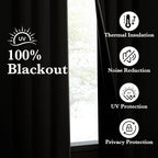 NICETOWN 100% Blackout Curtains for Living Room 96 inches Long, Grommet Thermal Insulated Window Treatment Lightweight Travels Portable Shades for Bedroom/Kids Room, Dark Grey, W52 x L96