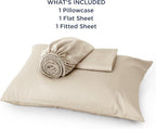 Bedsure Cooling Sheets Twin, Rayon Derived from Bamboo, Cooling Sheets, Breathable & Soft, Deep Pocket Up to 16 Inches, Hotel Luxury Silky Bedding for Hot Sleepers, Beige