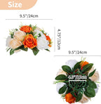 NUPTIO Flower Ball Arrangement Bouquet - 10 Pcs 9.5 inch Diameter Orange Fake Flowers Roses Balls for Centerpieces Tables - Artificial Rose Arrangements for Wedding Centerpiece Table Decorations