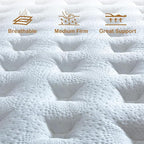 King Size Mattress, 12 Inch Innerspring Hybrid Mattress in a Box with Gel Memory Foam, Individually Wrapped Encased Coil Pocket Spring Mattresses, Pressure Relief, Medium Firm, 76"*80"*12"