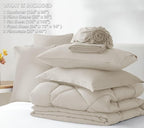 CozyLux California King Comforter Set Beige - Cal King Bed in a Bag 7 Pieces, Luxury Soft Bed Set for All Seasons, Bedding Set with Comforter, Sheets, Pillowcases & Shams