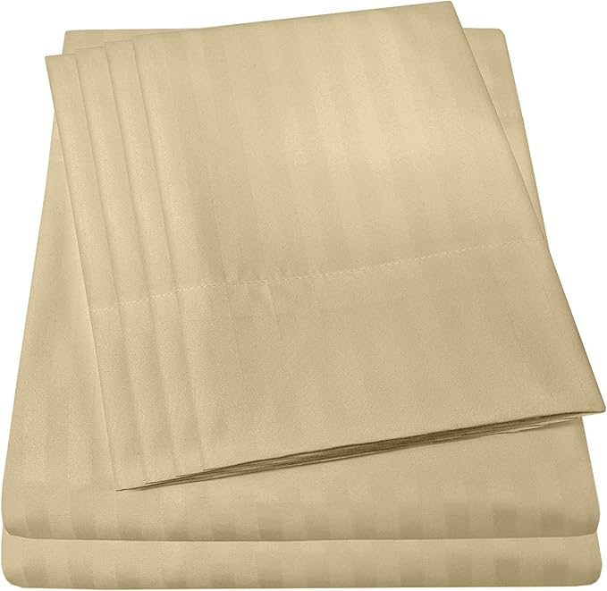 Dobby Stripe Queen Sheets - 6 Piece 1500 Supreme Collection Fine Brushed Microfiber Deep Pocket Queen Sheet Set Bedding - 2 Extra Pillow Cases, Great Value, Queen, Dobby Sage