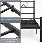 Yaheetech Twin Size Metal Platform Bed Frame with Simple Headboard and Footboard, Mattress Foundation for Under Bed Storage, Steel Slat Support, No Box Spring Needed, Easy Assembly, Black
