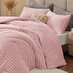 BEDELITE Fleece California King Comforter Set -Super Soft & Warm Fluffy Pink Bedding, Luxury Fuzzy Heavy Bed Set for Winter with 2 Pillow Cases