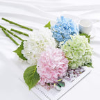 Waipfaru 21" Real Touch White Hydrangea Artificial Flowers with Long Stem & Leaves, Full Latex Faux Hydrangea Flowers for Home Party Decor Floral Arrangements Wedding Bouquets Centerpieces, 2Pcs