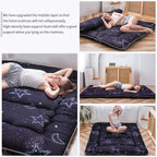 MAXYOYO Japanese Futon Mattress Floor Mattress Sleeping Pad Foldable Bed Roll Up Camping Cushion Floor Lounger Bed Couches and Sofas Couch Topper, Moon and Star, Twin Size