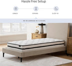 Signature Design by Ashley King Size Chime 10 Inch Medium Firm Hybrid Mattress with Cooling Gel Memory Foam for Pressure Relief, Fiberglass Free, Mattress In A Box