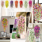 6-Pack Outdoor Faux Plants, 69-Flowered Large Morning Glory, Uv-Resistant Artificial Morning Glory,Perfect for Outdoor Decoration in All Seasons Such as Porches and Gardens (Red + Orange)