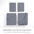Mellanni Full Sheets Set - 4 PC Iconic Collection Bedding - Hotel Luxury, Extra Soft, Cooling Bed Sheets - Wrinkle, Fade, Stain Resistant (Full, Mineral Gray)