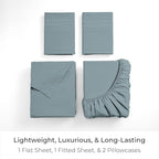 Mellanni King Sheets Set - 4 PC Iconic Collection Bedding - Hotel Luxury, Extra Soft, Cooling Bed Sheets - Wrinkle, Fade, Stain Resistant (King, Spa Blue)