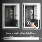 Koonmi 26x38 LED Bathroom Mirror, Backlit + Front Lit, LED Bathroom Mirror with Lights for Wall, 3 Colors, Anti-Fog, Dimmable Brightness, Memory Function, Tempered Glass