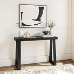 Plank+Beam Solid Wood Console Table, 46 Inch, Sofa Table, Narrow Entryway Table for Hallway, Behind The Couch, Living Room, Foyer, Easy Assembly, Black