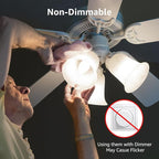 Lepro E12 LED Candelabra Light Bulbs, 5000 Kelvin Daylight White 5.5 watt, 40 watt Equivalent B11 C37 Ceiling Fan Bulb Chandelier Bulbs, Type B Small Base Candle Lights, Plastic, Not-dimmable, 3-Pack