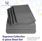 Full Size Bed Sheets - 6 Piece 1500 Supreme Collection Fine Brushed Microfiber Deep Pocket Full Sheet Set Bedding - 2 Extra Pillow Cases, Great Value, Full, Gray