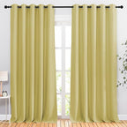 NICETOWN Room Darkening Room Divider Curtains 118 inches Long 2 Panels, Grommet Sliding Door Curtains Solid Window Treatments Sound Reducing for Living Room, W66 x L118, Paler Yellow