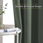 NICETOWN Blackout Bedroom Curtains 66 inches Long, Grommet Light Reducing Thermal Window Treatments Solid Room Darkening for Living Room, Set of 2, W66 x L66, Dark Mallard