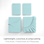 Mellanni Queen Sheets Set - 4 PC Iconic Collection Bedding - Hotel Luxury, Extra Soft, Cooling Bed Sheets - Wrinkle, Fade, Stain Resistant (Queen, Aqua)
