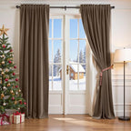 Lazzzy Velvet Blackout Curtains Thermal Insulated Room Window Drapes Super Soft Luxury Curtains for Living Room Bedroom Rod Pocket 2 Panels, Truffle, 52" W x 96" L