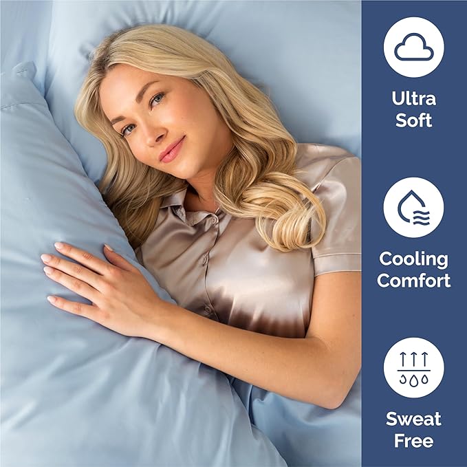 Twin 4 Piece Sheet Set - Comfy Breathable & Cooling - Ultra Soft Hotel Luxury Bedding Set w/ 8-16 Inch Deep Pockets - 1 Flat & 1 Fitted Sheet & 2 Pillowcases - Wrinkle Free and Easy Care - Sky Blue