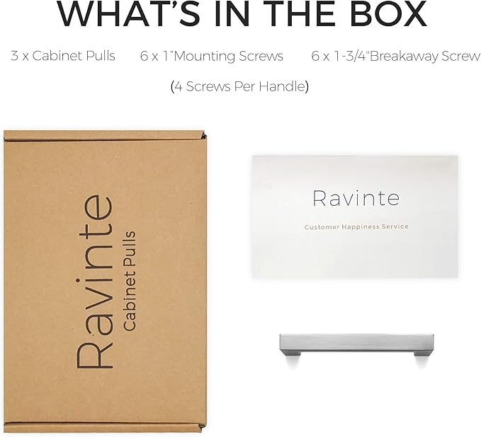 Ravinte 3 Pack 3 Inch Kitchen Square Cabinet Handles Satin Nickel Pulls Brushed Nickel Kitchen Cabinet Hardware Handles for Cupboard Drawer Pulls