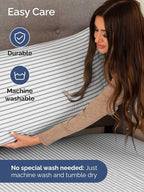 Extra Deep Queen Sheet Set - 6 Piece Breathable and Cooling Sheets - Hotel Luxury Bed Sheets Set - Easy Fit - Soft, Wrinkle Free and Comfy Sheets Set - Grey Striped Sheet Set with Extra Deep Pockets