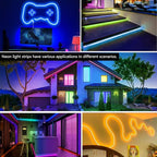 100FT (2 Rolls 50FT) Neon Rope Lights,Flexible Led Rope Light Control with App/Remote,Multiple Modes,Music Sync,IP65 Outdoor RGB Led Strip Lights Waterproof