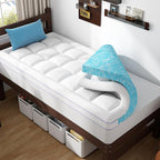 ABENE Twin XL Dual Layer 3 Inch Memory Foam Mattress Topper for College Dorm Room, 2 Inch Memory Foam Plus 1 Inch Soft Extra Long Pillowtop Mattress Pad Cover, Thick Bed Topper for Back Pain