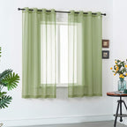 DUALIFE Sage Green Sheer Curtains 45 Inch Length for Kitchen Window 2 Panels Set Home Decoration Spring Window Treatments for Living Room Bathroom Dining Room St Patric Day Decor 52X45 Inhces Long