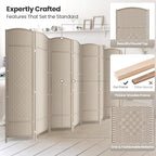 8 Panel Room Divider,6Ft Folding Privacy Screen,Tall - Extra Wide Foldable Panel Partition Wall Divider with Diamond Double-Weaved Hand-Woven Design Room Screen Divider