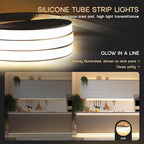 LED Strip Lights Warm White 3000K,98.4ft 110-120V Neon Rope Lights,Flexible Silicone Outdoor Waterproof Neon Strip Lights for Bedroom,Mirror,Kitchen Cabinet, Living Room,Halloween Decor