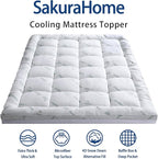 Mattress Topper Twin XL Size, Cooling Extra Thick Breathable Viscose Made from Bamboo Mattress pad, Soft Quilted Fitted Mattress Cover with 1000 GSM Down Alternative Fill (8-21”Deep Pocket)
