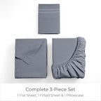 Mellanni Twin XL Sheets Set - 3 PC Iconic Collection Bedding - Hotel Luxury, Extra Soft, Cooling Bed Sheets - Wrinkle, Fade, Stain Resistant (Twin Extra Long, Mineral Gray)
