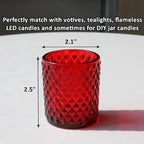 Woho Candle Holders for Votive Candles/Tealight Candles, Votive Candle Holder for Boho Home Decor, Glass Tea Lights Candle Holder for Wedding Party Christmas（24, Red