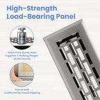 2x10 Inches 4 Pack Heavy Duty Walkable Floor Register - Easy Adjust Air Supply Lever Decorative Floor Vent Covers, Boston Design Vent Covers for Home - Satin Nickel