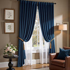 Lazzzy Velvet Blackout Curtains Thermal Insulated Room Window Drapes Super Soft Luxury Curtains for Living Room Bedroom Rod Pocket 2 Panels, Dark Blue, 52" W x 96" L