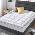 Twin XL Mattress Topper for Back Pain, Cooling Extra Thick Mattress Pad Cover with 8-21 inch Deep Pocket, Plush Pillow Top Mattress Topper Overfilled with Down Alternative, Twin Extra Long, White