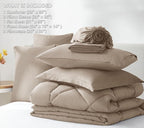 CozyLux Full Size Comforter Sets Khaki - 7 Pieces Bed in a Bag Full, Luxury Soft Bed Set for All Seasons, Bedding Set with Down Alternative Comforter, Sheets, Pillowcases & Shams