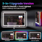 LED Mirror for Bathroom, 72"X36" with 8 RGB Backlit +3 Front Lit (Adjustable Individually), Anti-Fog, Large Lighted Bathroom Vanity Mirror for Wall,Shatterproof,Memory Function,Tempered Glass