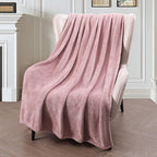 Exclusivo Mezcla Extra Large Fleece Throw Blanket for Couch, Sofa, 300GSM Super Soft and Warm Blankets, Dusty Pink Throw All Season Use, Cozy, Plush, Lightweight, 50x70 Inches