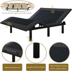 SHA CERLIN Split King Size Adjustable Bed Base/Bed Frame with Motorized Head and Foot Incline,Zero-Gravity,Wireless Remote,Wood Board Support (Only Base)