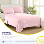 King Size Sheets - Breathable Luxury Bed Sheets with Full Elastic & Secure Corner Straps Built In - 1800 Supreme Collection Soft Deep Pocket Bedding, Sheet Set, EXTRA DEEP pocket - King, Pale Pink